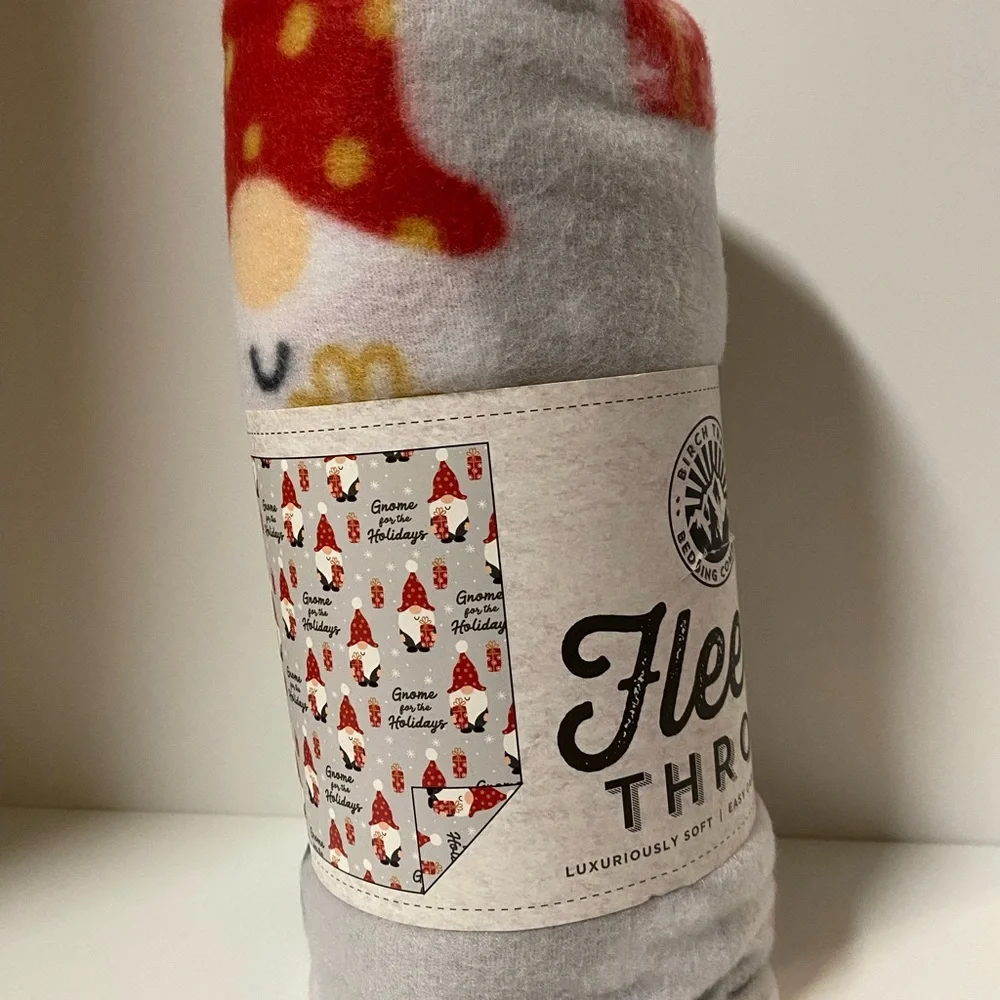 Birch Trail Fleece Blanket Christmas Throw Gnome for the Holidays 50X60